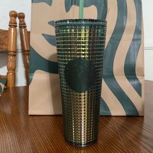 Starbucks rainforest Green iridescent 24oz grid cold cup